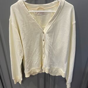 Free People Cream Button-Up Cardigan